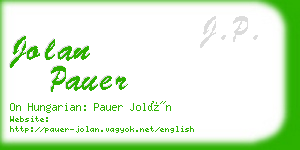 jolan pauer business card